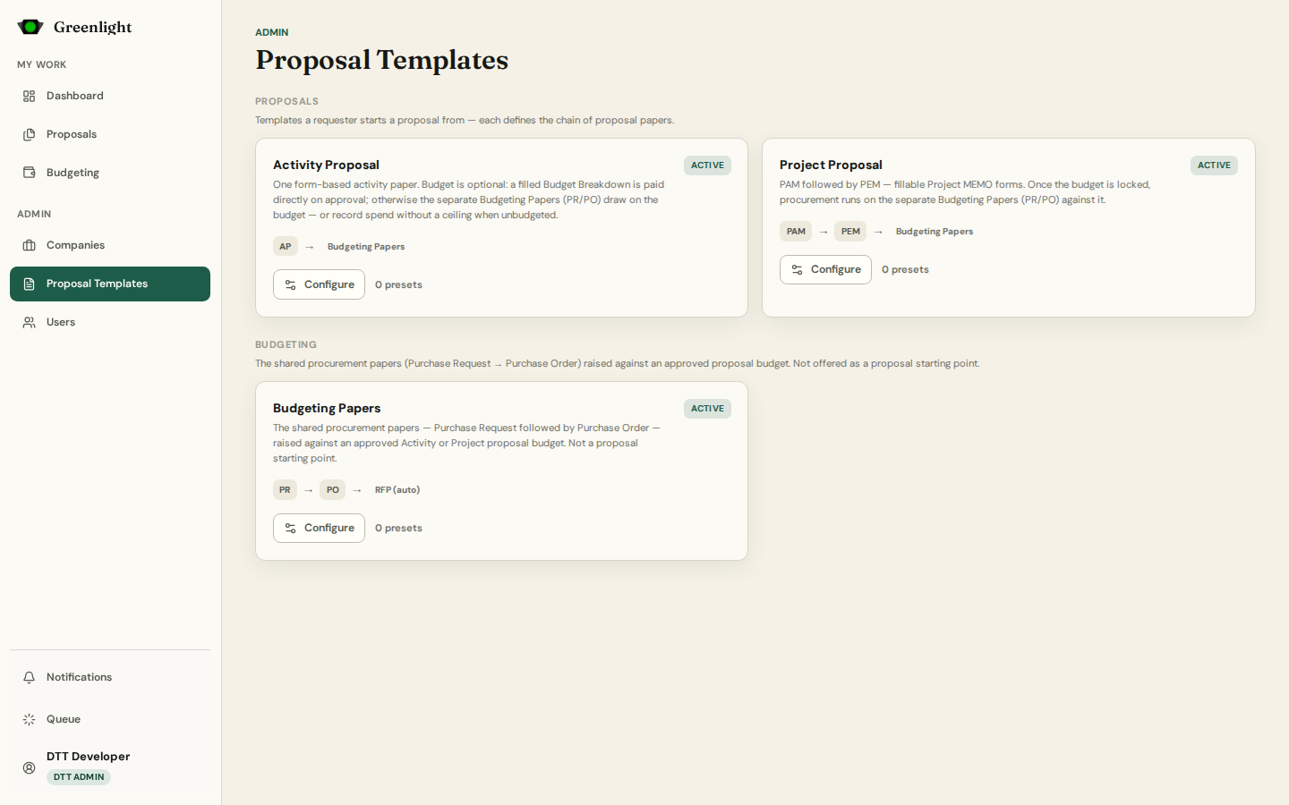 Proposal templates screenshot