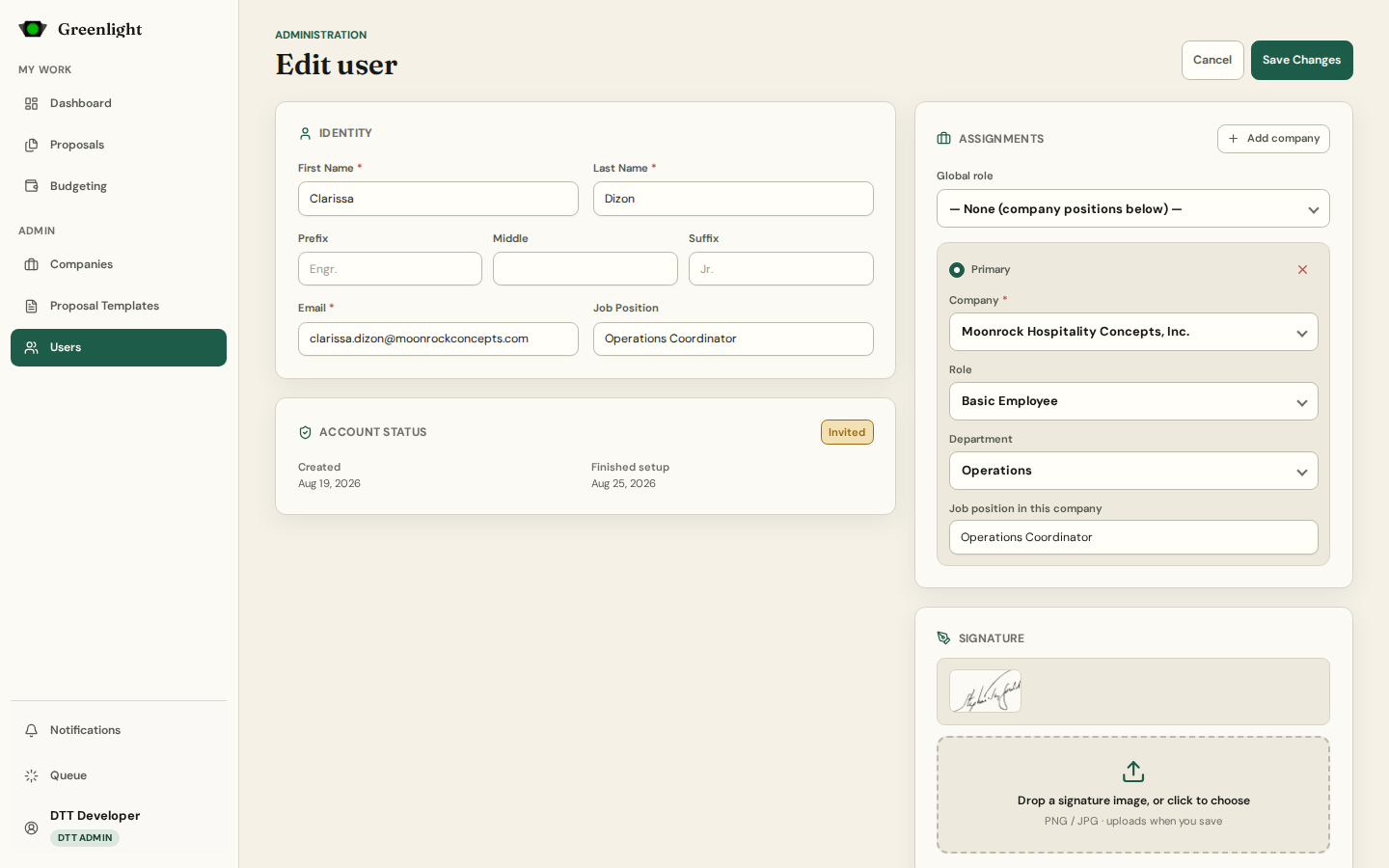 Verify accounts and assign roles screenshot