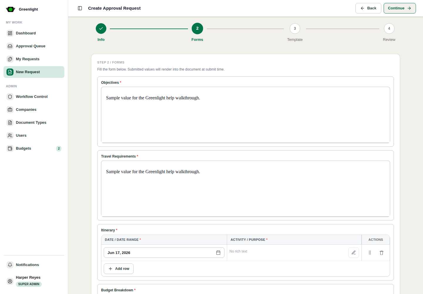 Complete generated form fields screenshot