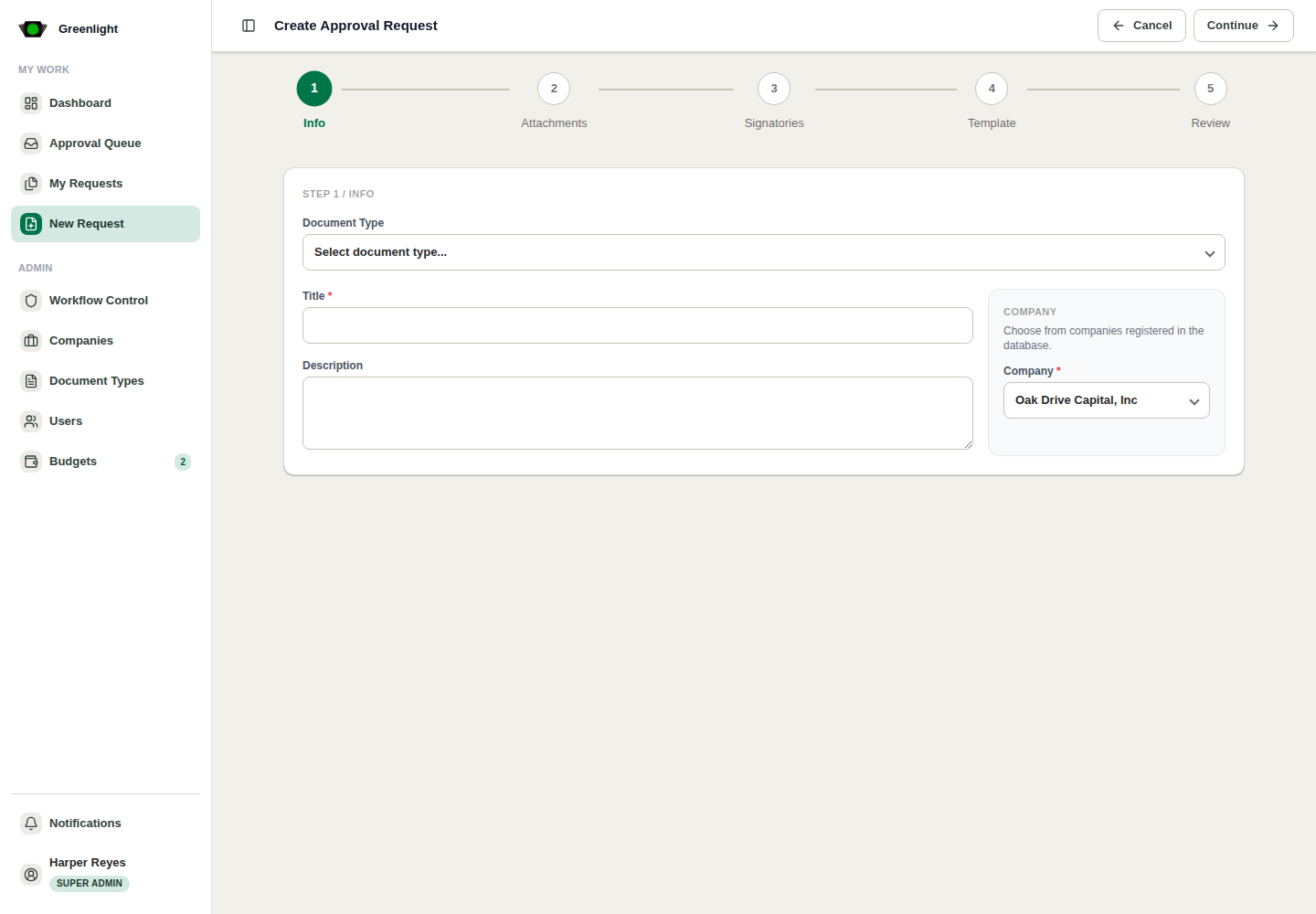 New Request screenshot