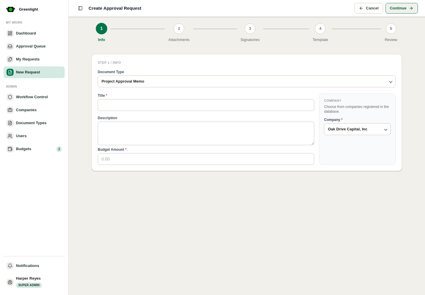 Choose PDF document template screenshot