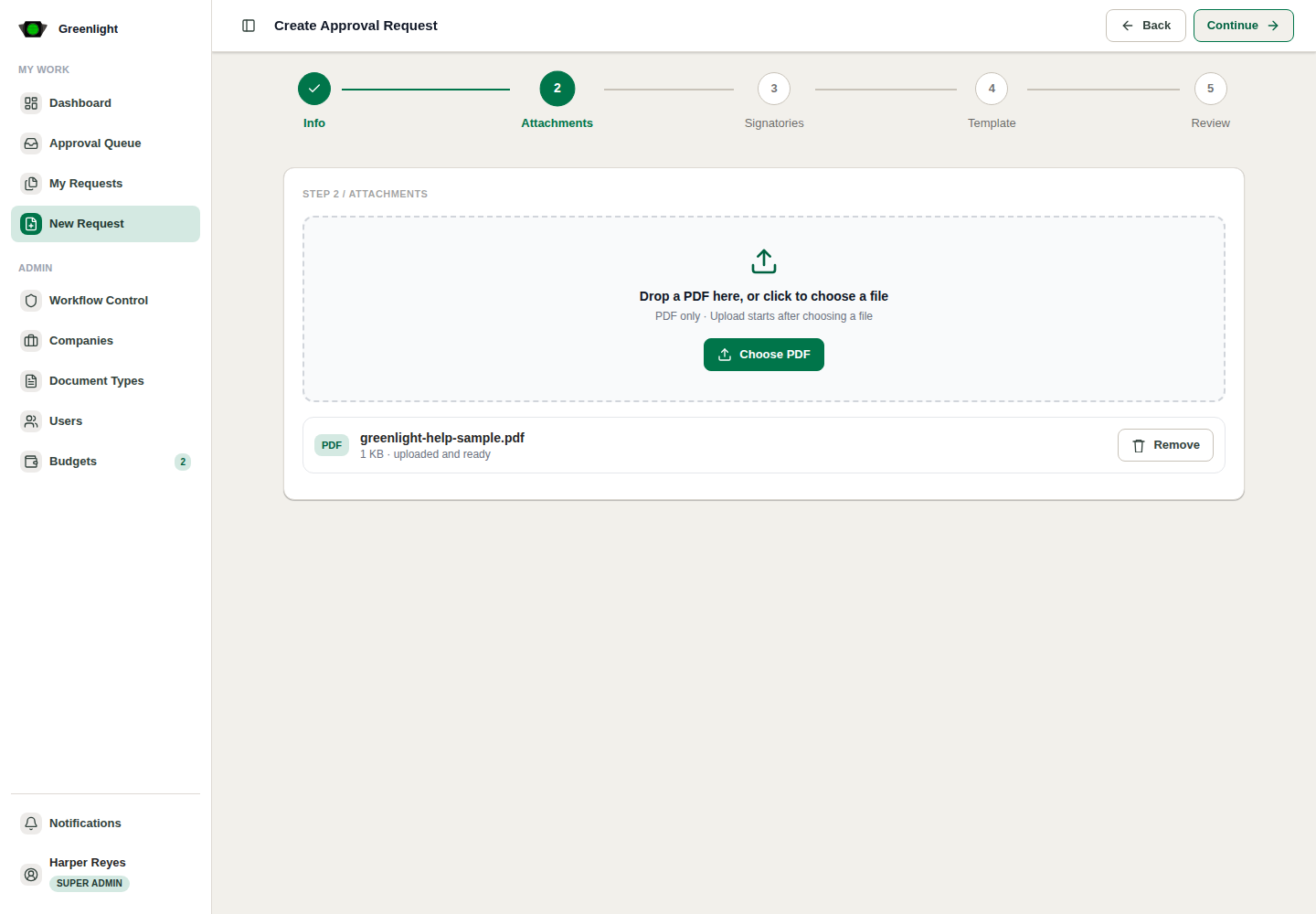 Upload prepared PDF screenshot